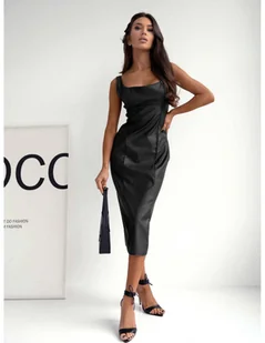 Dopasowana sukienka midi z ekoskóry TESSA - czarna - Sukienki Dopasowana sukienka midi z ekoskóry TESSA - czarna - Sukienki - miniaturka - grafika 1