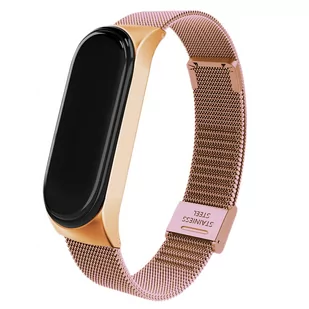 PASEK, OPASKA METALOWA Z ZAPIĘCIEM do XIAOMI MI BAND 3/4 (różowo-złoty) - Akcesoria do pulsometrów i zegarków sportowych - miniaturka - grafika 1
