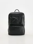 Plecaki - Reserved - Pojemny plecak z imitacji skóry - czarny - miniaturka - grafika 1