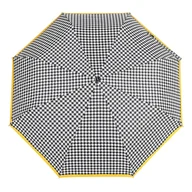Parasole - Parasol damski Doppler Fiber Element Gold półautomatyczny składany wzór pepitka z żółtą oblamówką - miniaturka - grafika 1