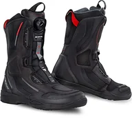 Buty motocyklowe - SHIMA STRATO męskie buty motocyklowe - wzmocnione, długie, turystyczne buty motocyklowe z zapięciem ATOP, ochraniaczami kostki, antypoślizgową podeszwą i panelami odblaskowymi (Czarne, 43) - miniaturka - grafika 1