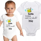 Body dla niemowląt - Body Dziecięcie Białe DLA SZEFA TWOJE IMIĘ Wz - 80 - miniaturka - grafika 1