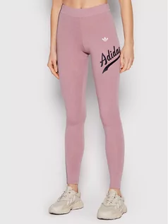 Spodnie sportowe damskie - Adidas Legginsy Moder B-Ball HD9775 Różowy Tight Fit - grafika 1