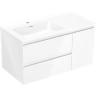 Szafki łazienkowe - Mexen Orio szafka łazienkowa 90 cm z umywalką Otis lewą, 2S, 1D, biała połysk - 91A13-09047-3-BBFFF00-W18L00 - miniaturka - grafika 1