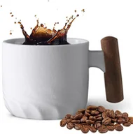 Filiżanki - FILIŻANKA DO ESPRESSO CERAMICZNY KUBEK DO KAWY Z DREWNIANYM UCHWYTEM - miniaturka - grafika 1