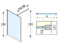 Ścianki i drzwi prysznicowe - Novellini Kuadra H Ścianka Walk in 87-90x200 cm KUADH90-1K - miniaturka - grafika 1
