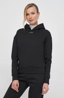 Bluzy damskie - Calvin Klein bluza damska kolor czarny z kapturem gładka - miniaturka - grafika 1