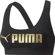Biustonosze - M BIUSTONOSZ PUMA NA TRENING DAMSKI CZARNY ZŁOTY 522192 51 - miniaturka - grafika 1