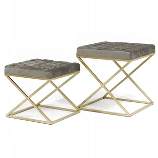 Nowoczesna szaro-złota pufa siedzisko Royal 2szt - Pufy i podnóżki - miniaturka - grafika 1