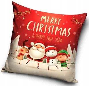 CX Poszewka Świąteczna Boże Narodzenie Bałwanek i Mikołaj XMAS 191112 40x40cm 12530 - Poszewki na poduszki - miniaturka - grafika 2