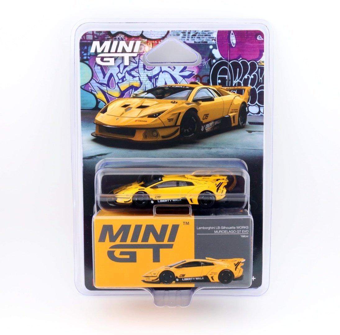 MINI GT Lamborghini Murcielago GT EVO LB-Silhouette Works Yellow LHD MGT01135-BL MiniGT