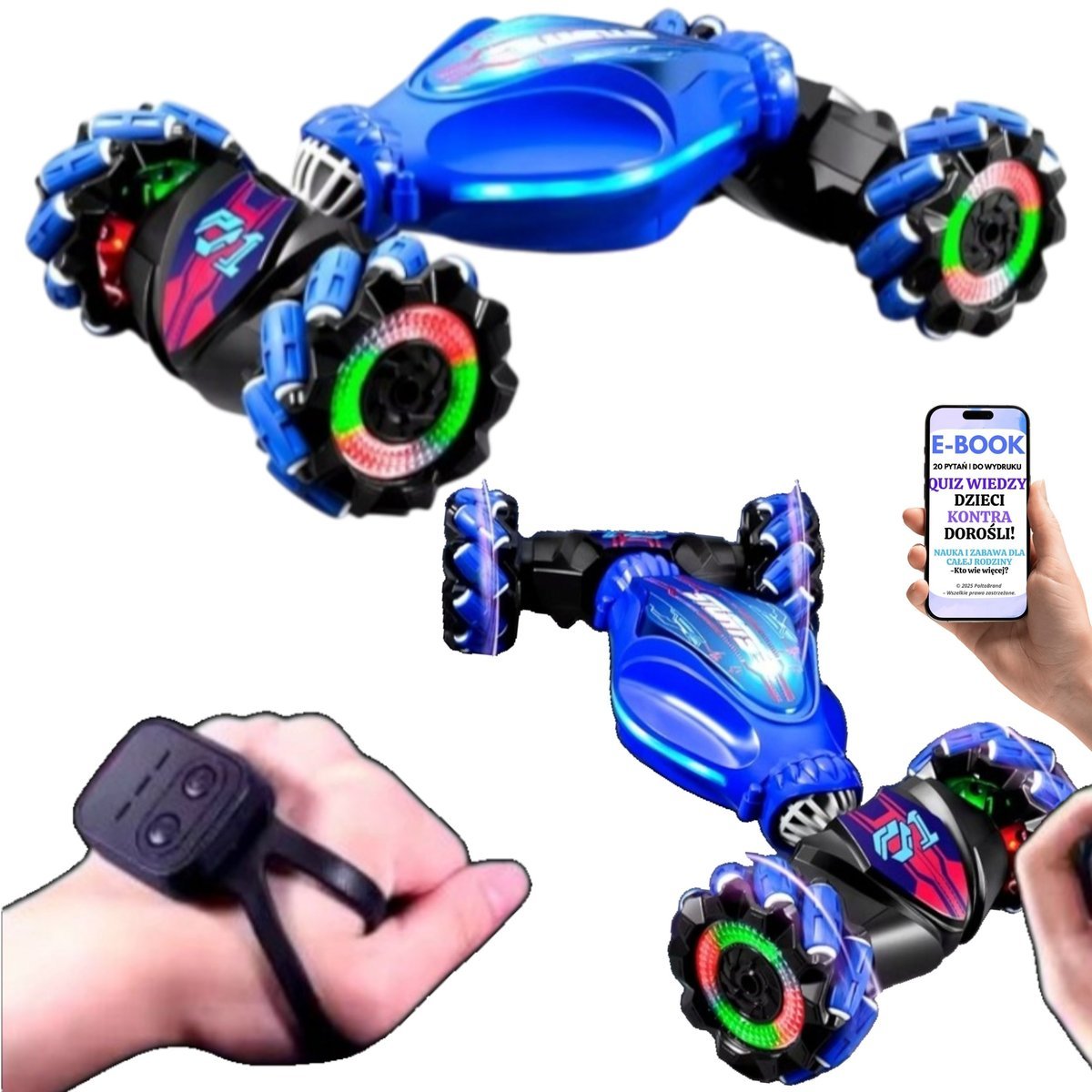 FANTASTYCZNY PREZENT NA ŚWIĘTA URODZINY AUTO 4WD Z OPASKĄ GESTÓW I PILOTEM OBROTY 360° ŚWIATŁA TEREN Prezent Dla Czterolatka Pięciolatka + EBOOK-2