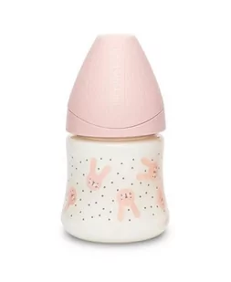 Suavinex Butelka szklana Królik różowy 120ml o wolnym przepływie | Hygge Baby sauvinex-306645 - Butelki dla niemowląt - miniaturka - grafika 1
