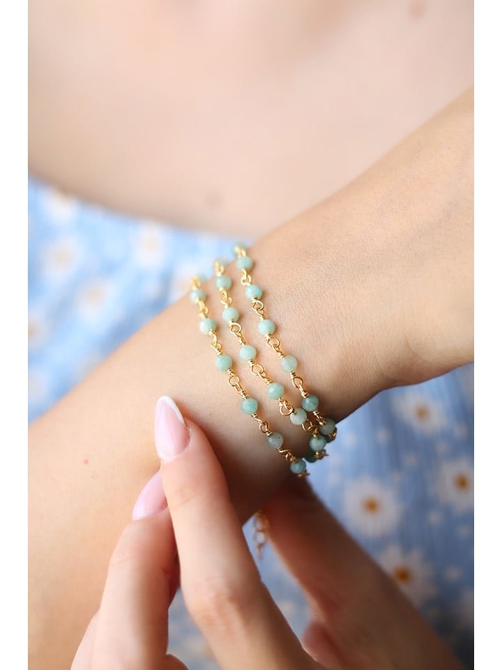 L'Atelier de Gaia Pozłacana bransoletka z akwamarynem