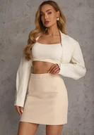 Spódnice - Beżowa Ołówkowa Spódnica VICES w Stylu Basic Fretima - miniaturka - grafika 1