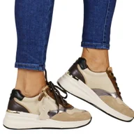 Półbuty damskie - DAMSKIE SNEAKERSY SKÓRZANE NA GRUBEJ PODESZWIE FILIPPO 7105 BEŻOWE BRĄZOWE - miniaturka - grafika 1