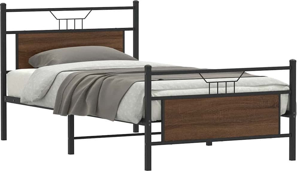 vidaXL Rama łóżka bez materaca Brązowy dąb 107x203 cm Drewno klejone
