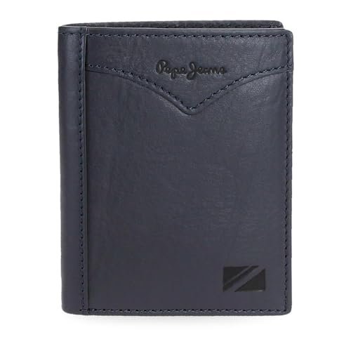 Pepe Jeans Pionowy portfel z portmonetką niebieski 8,5x10,5x1 cm Skóra by Joumma Bags, Niebieski, Talla única, Pionowy portfel z portfelem
