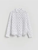 Bluzki dla dziewczynek - Reserved - Wzorzysta koszula z wiskozy - biały - miniaturka - grafika 1