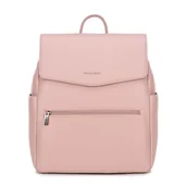 Torby na laptopy - Damski plecak z imitacji skóry z kieszenią na laptopa 13" różowy - miniaturka - grafika 1