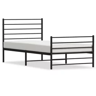 vidaXL Metalowa rama łóżka z wezgłowiem i zanóżkiem, czarna, 107x203cm - Inne meble do sypialni - miniaturka - grafika 1