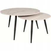 Ławy i stoliki kawowe - Ława Kora D Czarny Biały Efekt Marmur fi80/60 cm Salon Okrągły - miniaturka - grafika 1