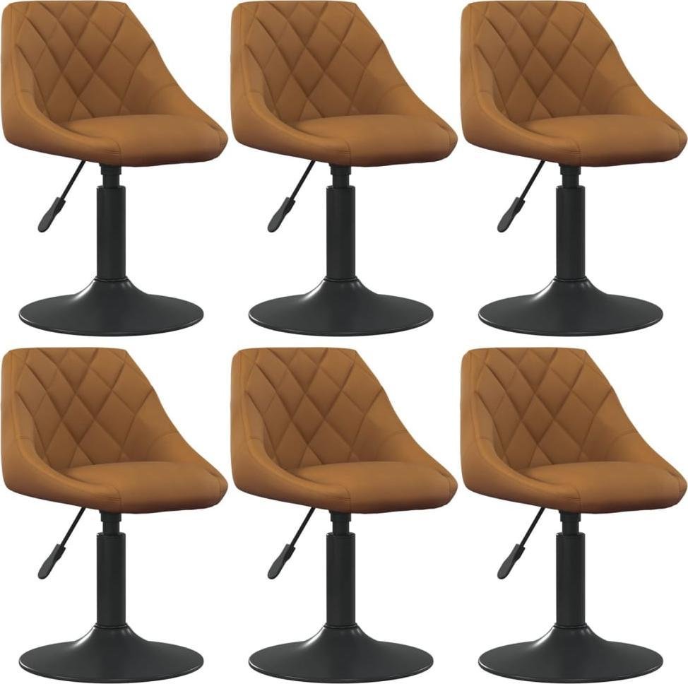 vidaXL vidaXL Obrotowe krzesła stołowe, 6 szt., brązowe, obite aksamitem