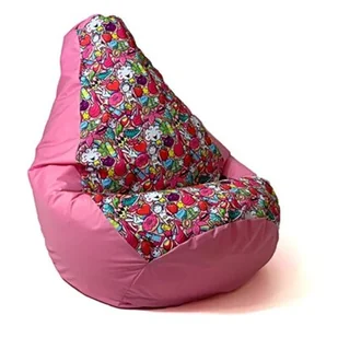 Pufa worek GO GIFT Grusza Druk Bajkowy Różowy XL 130 x 90 cm - Fotele i pufy dla dzieci - miniaturka - grafika 1
