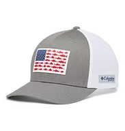 Czapki damskie - Columbia Unisex PFG flaga ryby siatka czapka kulowa - wysoka korona, tytan/biały, XXL - miniaturka - grafika 1
