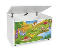 Pojemniki na zabawki - Duża Drewniana Skrzynia Na Zabawki Na Kółkach - Dinozaury - miniaturka - grafika 1