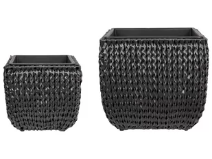 Zestaw 2 doniczek na kwiaty z technorattanu czarny BERBERIS - Donice - miniaturka - grafika 1