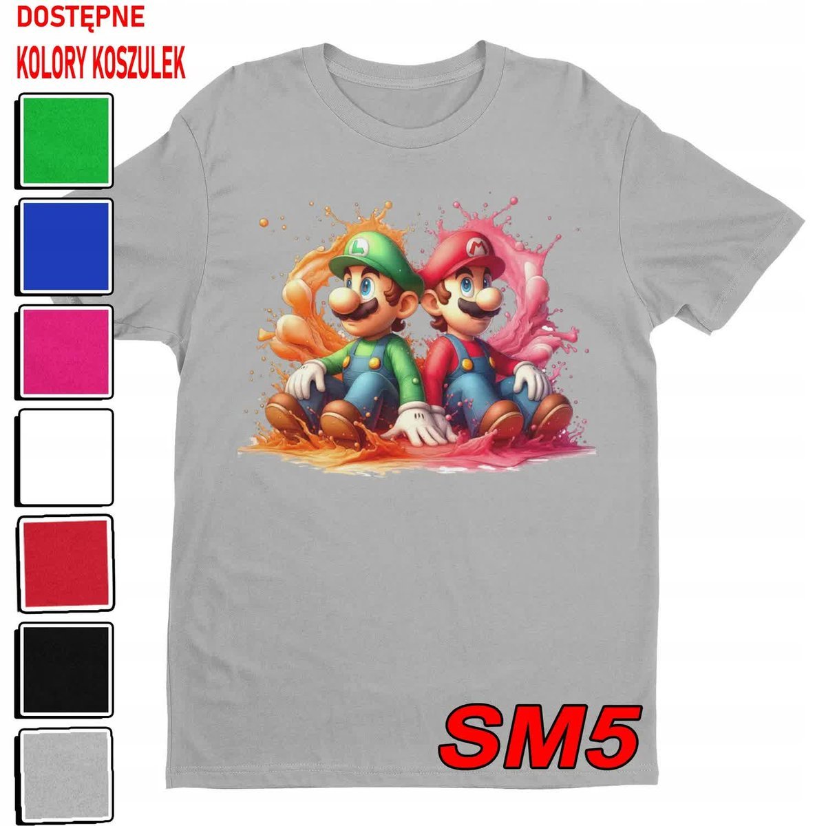 T-Shirt Koszulka Dziecięca Super Mario Bros Bajki Gry Luigi -M 134-140