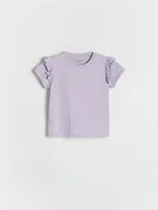 Bluzki dla niemowląt - Reserved - Bawełniany t-shirt z falbankami - lawendowy - miniaturka - grafika 1
