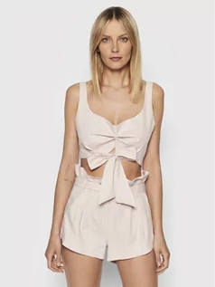 Koszulki i topy damskie - Drivemebikini Top Linen 2022-DRV-085_BL Różowy Regular Fit - grafika 1