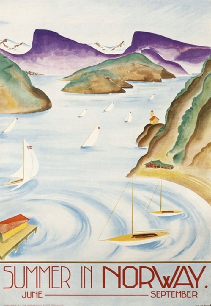 PUZZLE Norwegia Skandynawia Vintage + IMIĘ Pudełko 120 el.