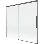 Parawany nawannowe - Mexen Rox parawan nawannowy 2-skrzydłowy rozsuwany 170 x 150 cm, transparent, gun gray szczotkowany - 8C9-170-001-66-00 - miniaturka - grafika 1