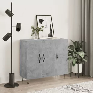 vidaXL Szafka, szarość betonu, 90x34x80 cm, materiał drewnopochodny - Komody - miniaturka - grafika 1