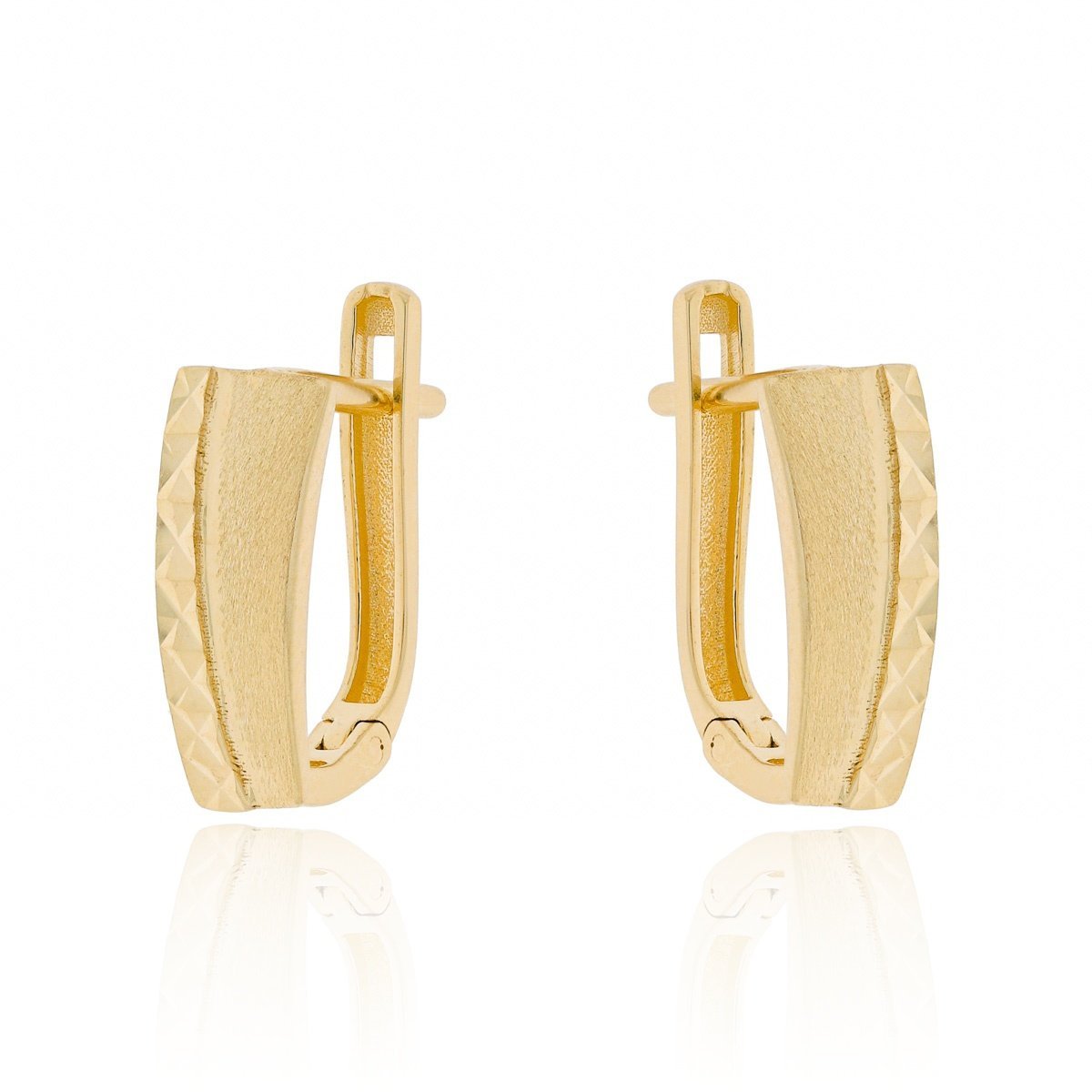 Złote kolczyki zdobione grawerowane, na angielskim zapięciu pr. 585