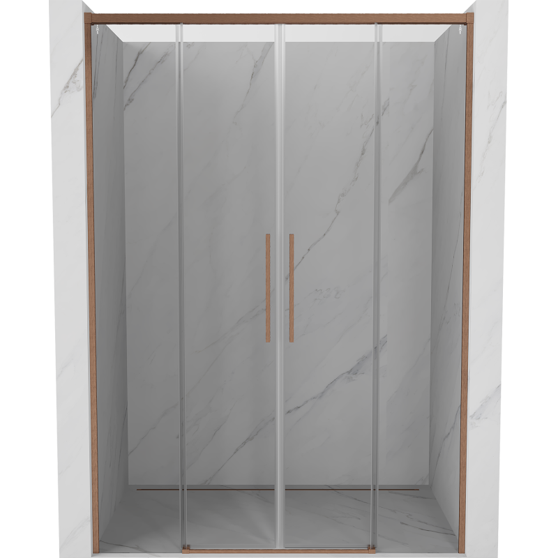 Mexen Rox drzwi prysznicowe rozsuwane 150 cm, transparent, miedź szczotkowana - 8C2-150-002-65-00