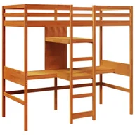 Łóżka dla dzieci i młodzieży - Sosnowe brązowe łóżko na antresoli z biurkiem 90x190 C4-H40 - miniaturka - grafika 1
