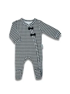 Niemowlęcy pajac bawełniany w pepitkę biały Nicol,r.56 - Pajacyki dla niemowląt - miniaturka - grafika 1