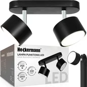 Lampy sufitowe - Lampa sufitowa Heckermann Lampa punktowa LED Heckermann 8795314A Czarna 2x głowica - miniaturka - grafika 1