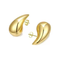 Kolczyki - KOLCZYKI ZŁOTE sztyft ŁEZKI KROPLE - STAL SZLACHETNA POZŁACANA - miniaturka - grafika 1