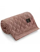 Koce i narzuty dla dzieci - Yosoy Kocyk ażurowy Shells Brudny róż - miniaturka - grafika 1