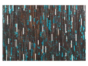 Beliani Dywan skórzany 160 x 230 cm brązowo-niebieski KISIR - Dywany - miniaturka - grafika 1