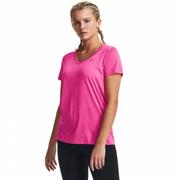 Koszulki sportowe damskie - Damska koszulka treningowa UNDER ARMOUR Tech SSV - Twist - różowa - miniaturka - grafika 1