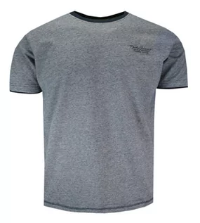 Koszulki męskie - T-shirt Bawełniany z Krótkim Rękawem, Granatowy Męski z Nadrukiem, U-neck -PAKO JEANS - Pako Jeans - grafika 1