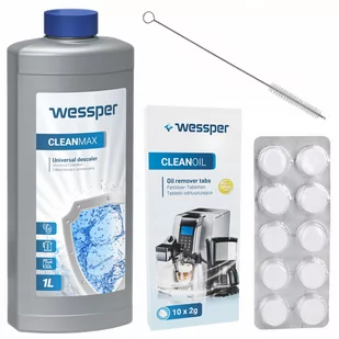 Zestaw Do Ekspresów: Odkamieniacz Wessper Cleanmax 1L, Tabletki Czyszczące Wessper Cleanoil 10 Szt., Wycior - Akcesoria i części do ekspresów do kawy - miniaturka - grafika 1