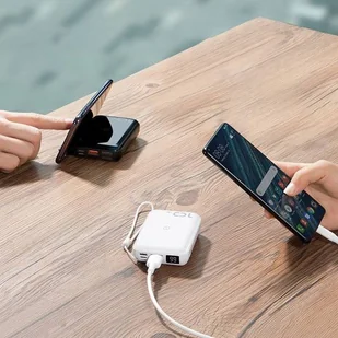 Baseus Mini S power bank 10000mAh 18W bezprzewodowa ładowarka Qi 10W USB / USB Typ C PowerDelivery QC3.0 biały (PPXFF10W-02) - Ładowarki do telefonów - miniaturka - grafika 13