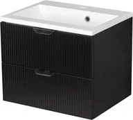 Szafki łazienkowe - Szafka łazienkowa z umywalką wisząca szklane fronty czarny mat 50 cm Bravia Gante - miniaturka - grafika 1